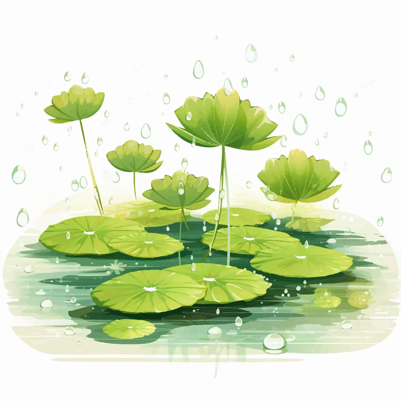 Cartoon Vector of Raining on Lily Pads — free download from Dotvec