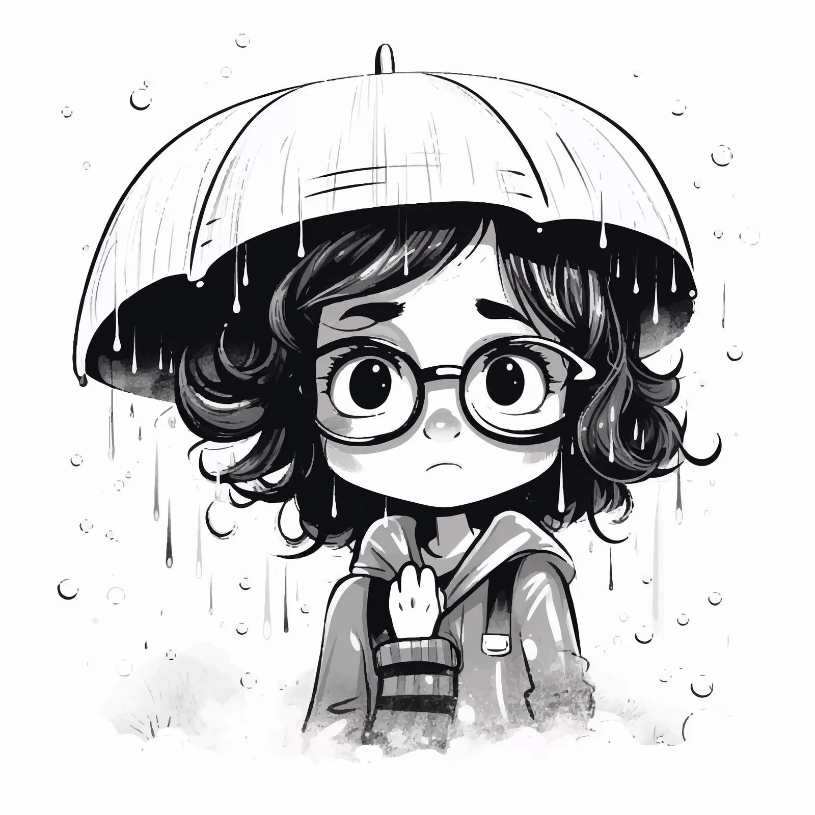 Black and White Rainy Day Cartoon Vector — free download from Dotvec