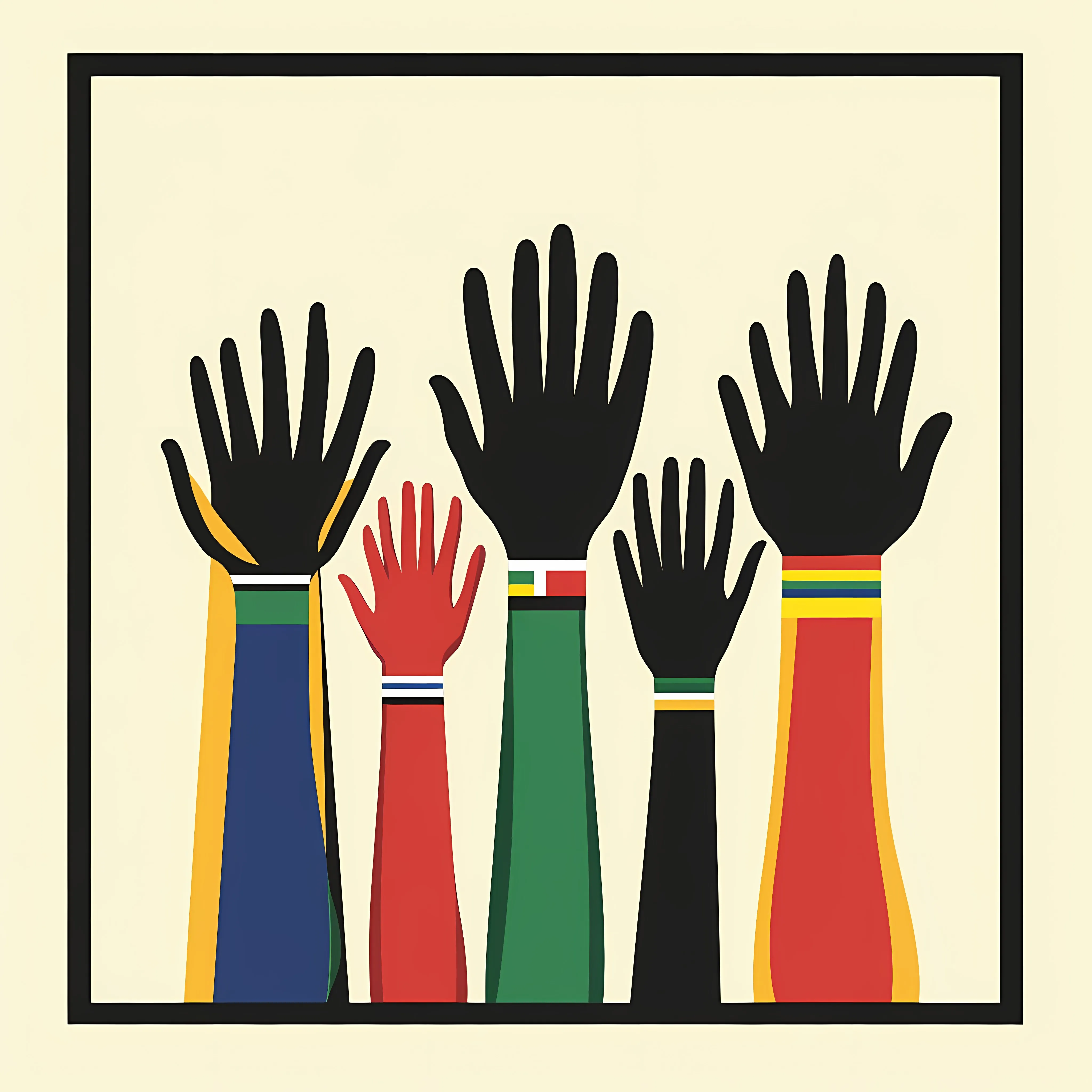 Raised Black Hands with South Africa Flags Illustration — free download from Dotvec