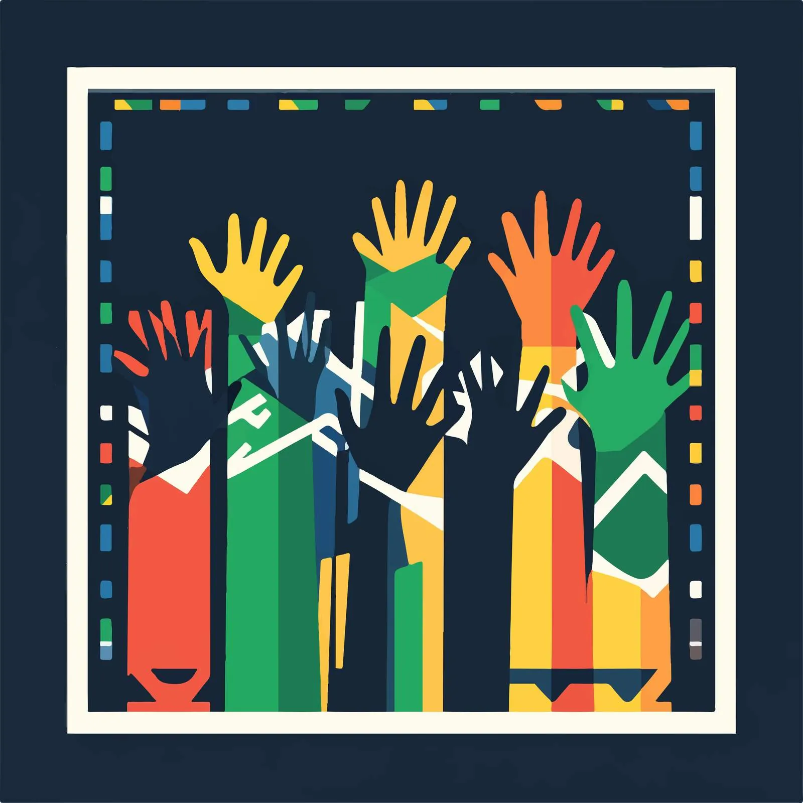 Raised Black Hands with South Africa Flags Vector — free download from Dotvec