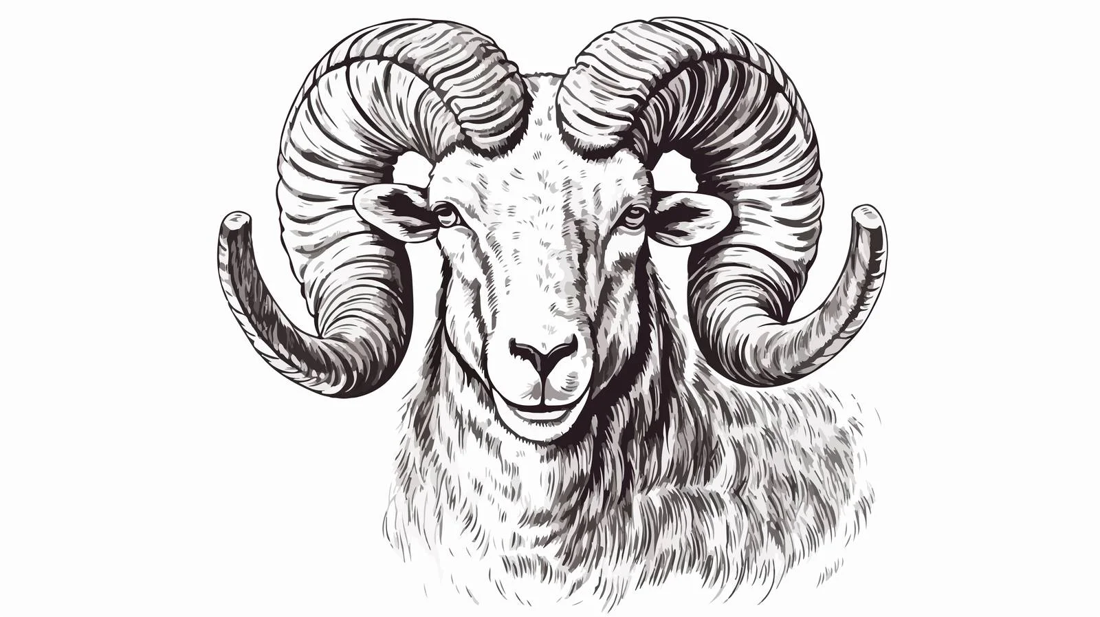 Hand-Drawn Ram Portrait Vector Illustration — free download from Dotvec