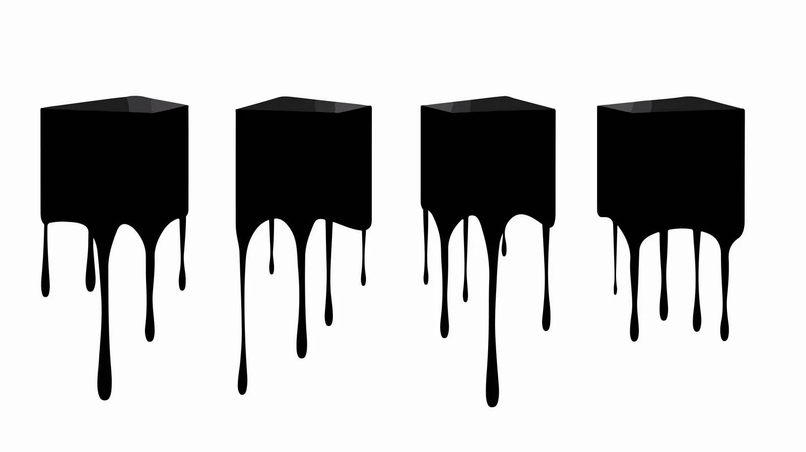 Abstract Liquid Black Cube Silhouette Drops — free download from Dotvec