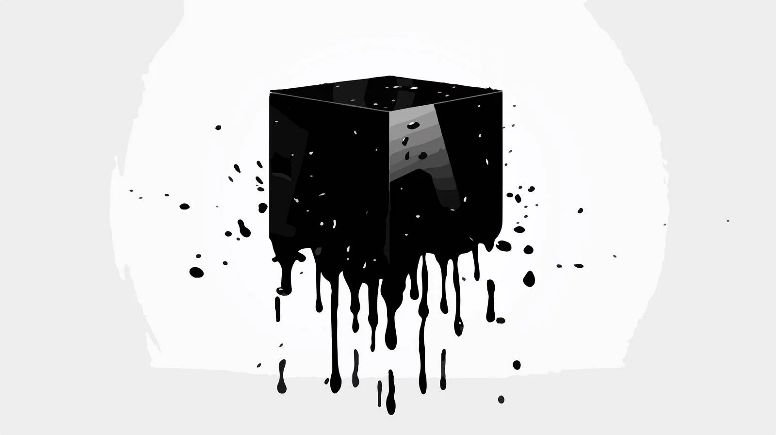 Abstract Liquid Black Cube Drops Silhouette — free download from Dotvec
