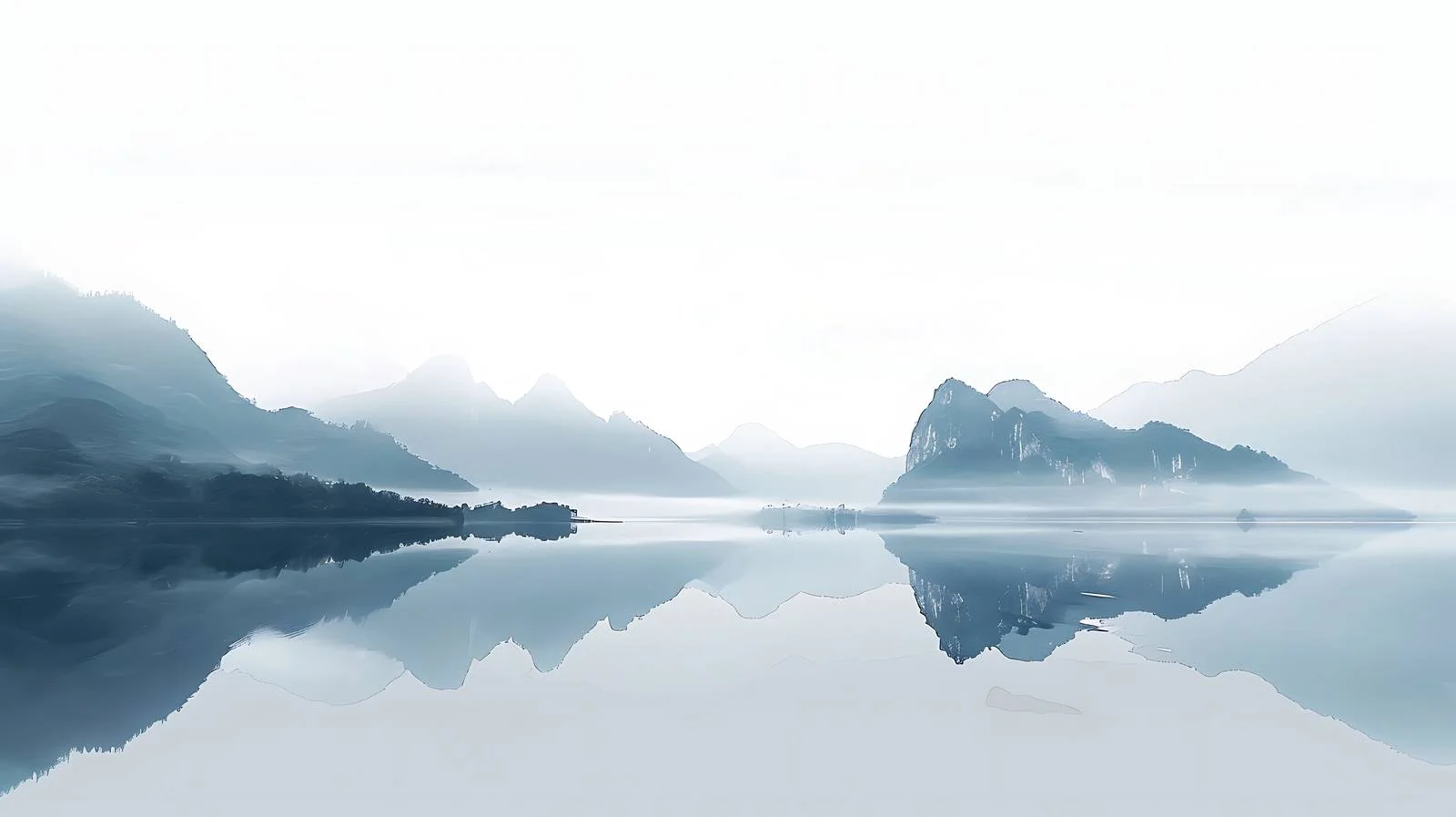 Ranwu Lake White Background Illustration — free download from Dotvec