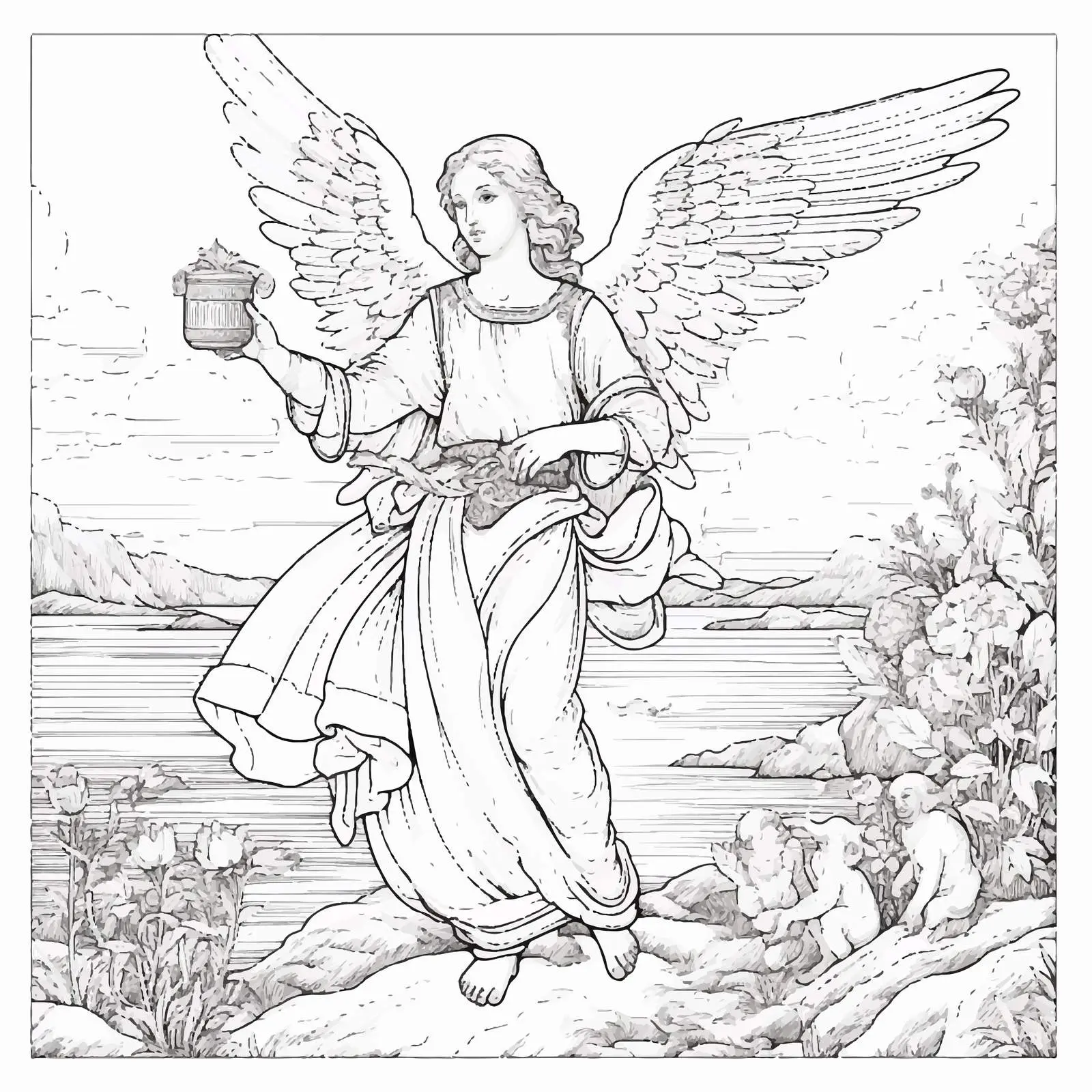 Archangel Raphael Healing Tobit Illustration — free download from Dotvec