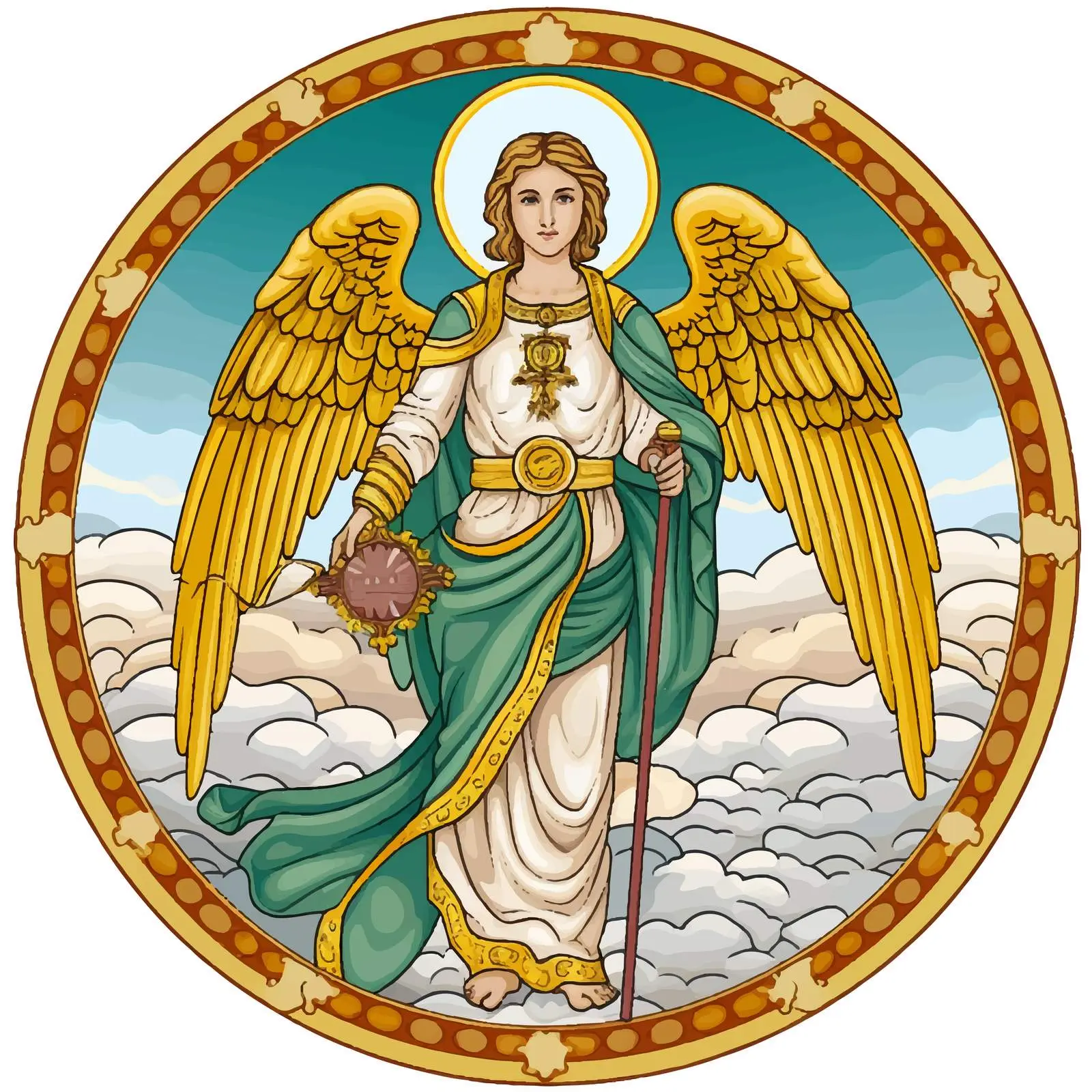 Raphael Archangel Round Illustration in Byzantine Style — free download from Dotvec