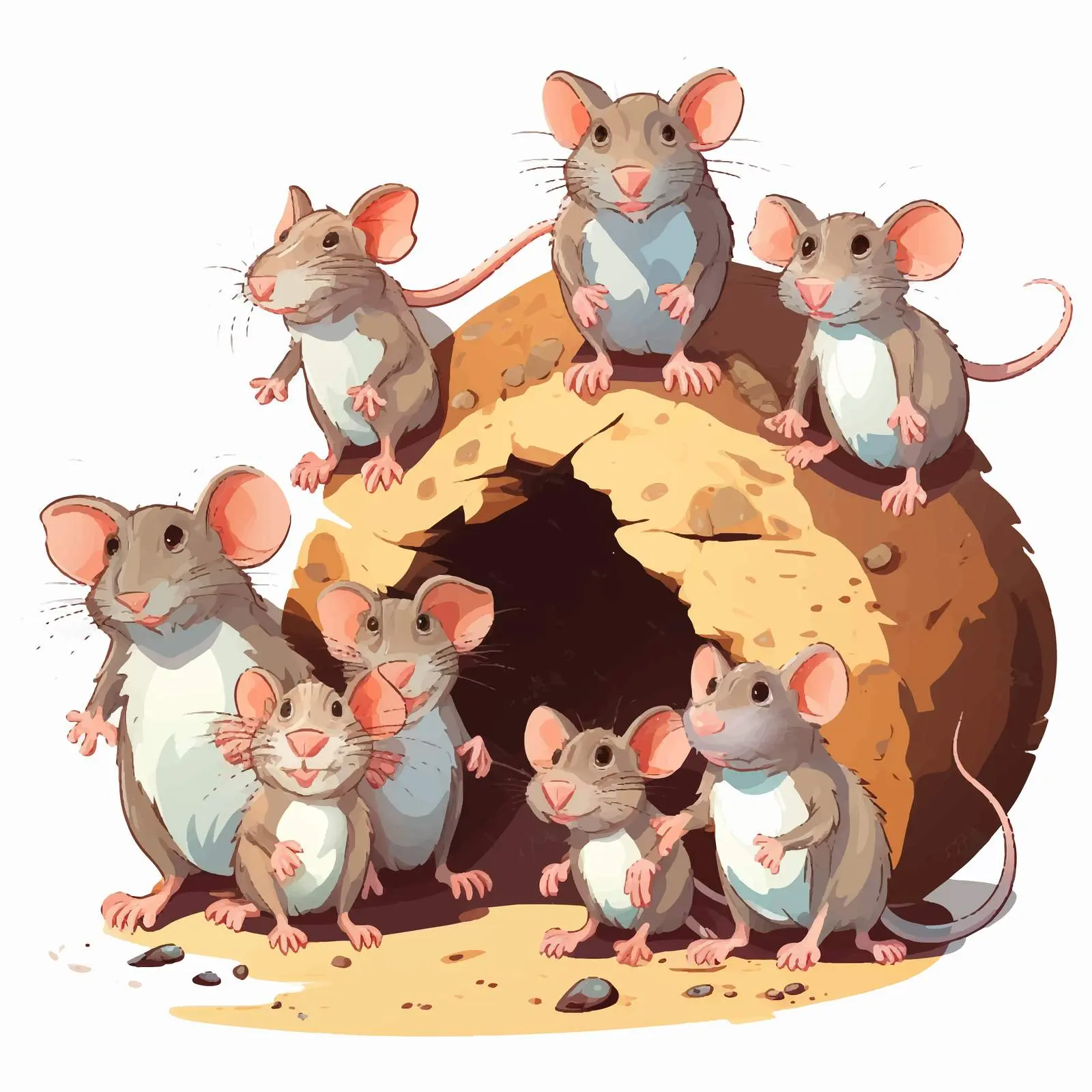 Underground Rat Family Illustration Vector Art — free download from Dotvec