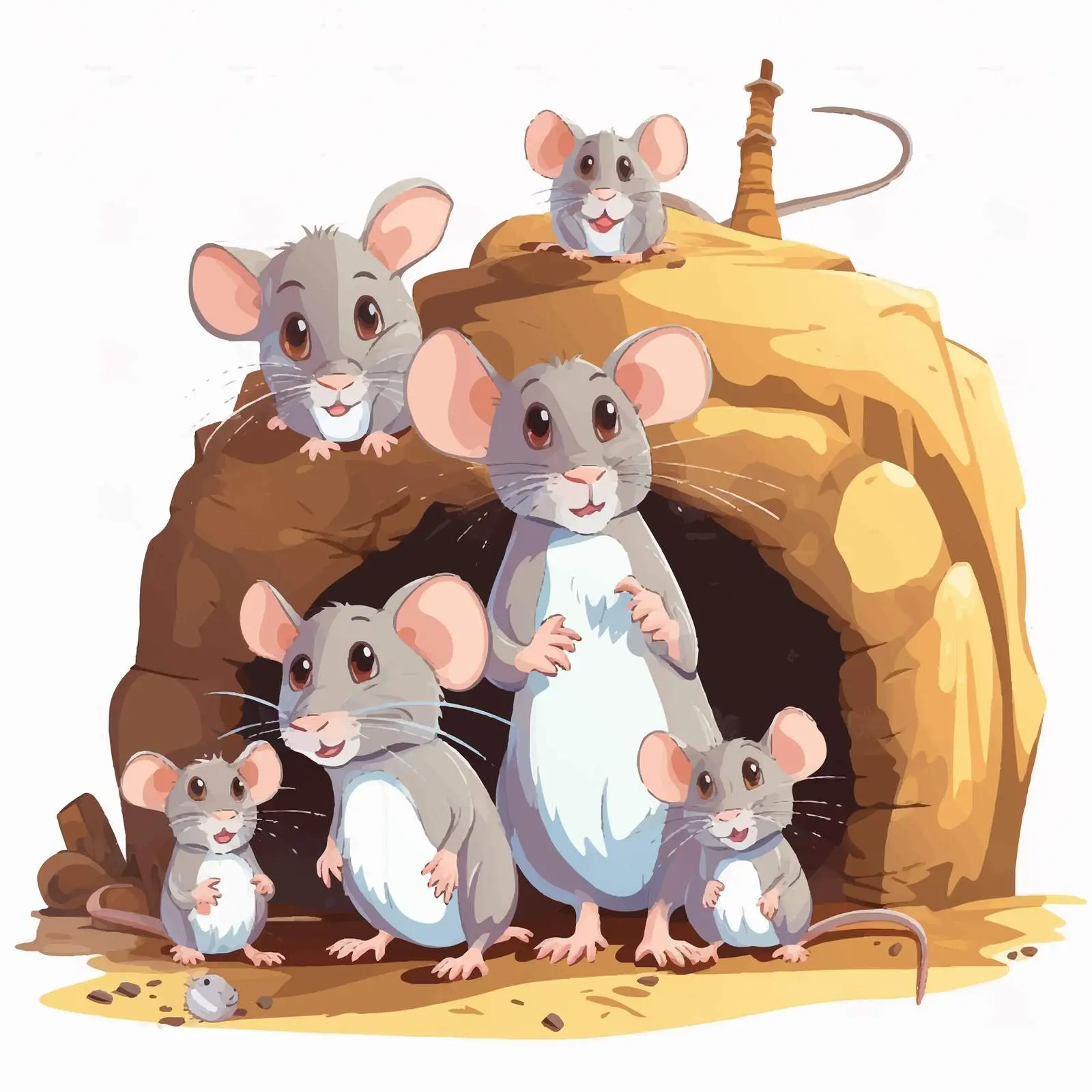 Underground Rat Family Vector Illustration — free download from Dotvec