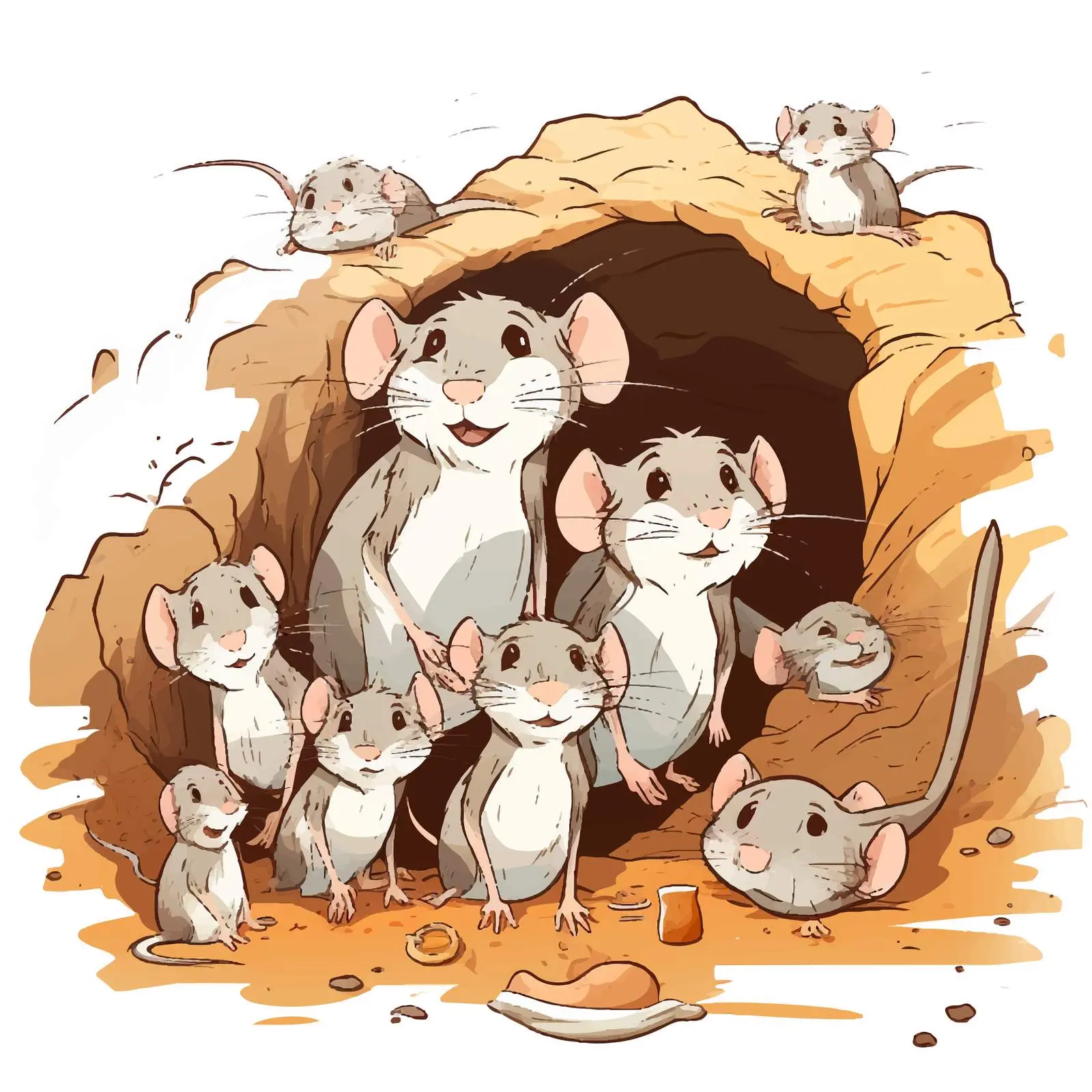 Underground Rat Family Vector Illustration — free download from Dotvec
