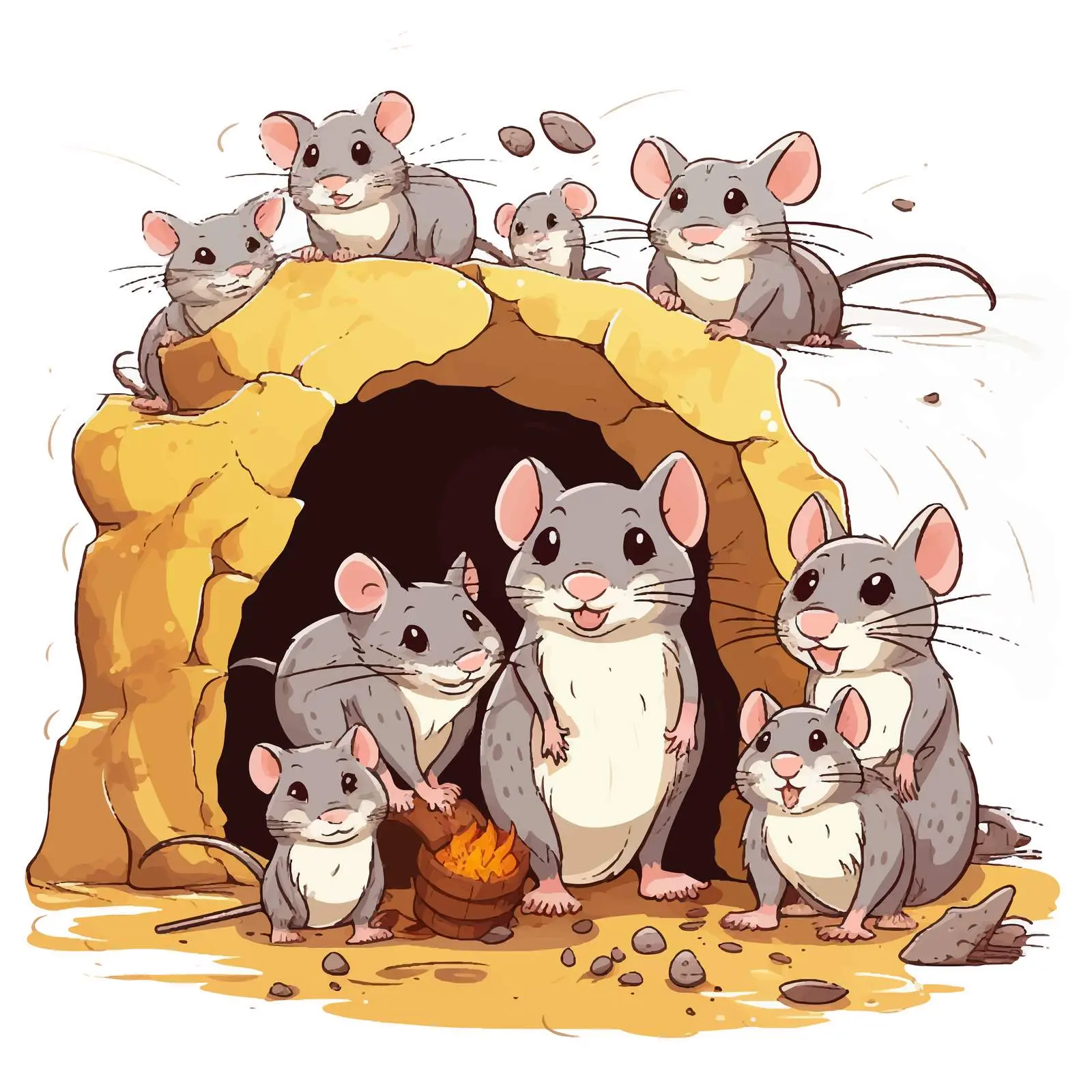 Rat Family Living Underground Illustration — free download from Dotvec