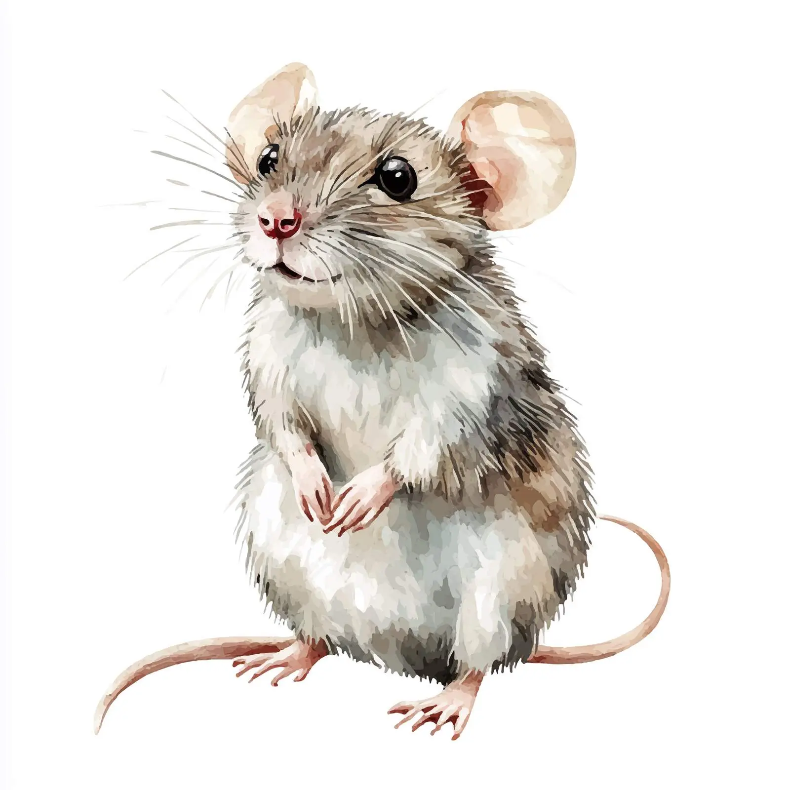 Cartoon Style Watercolor Rat Clip Art — free download from Dotvec