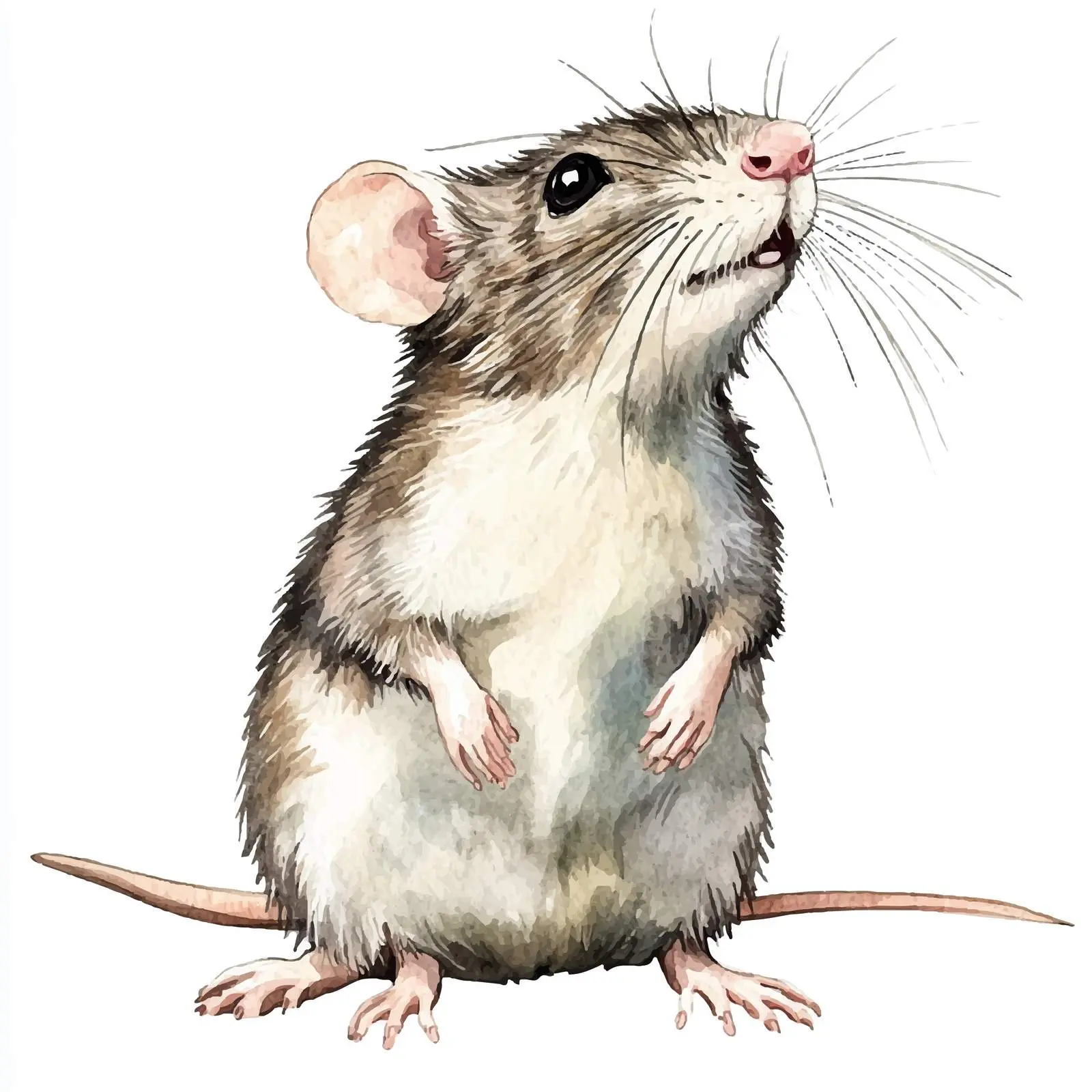 Cartoon Style Watercolor Rat Clip Art — free download from Dotvec