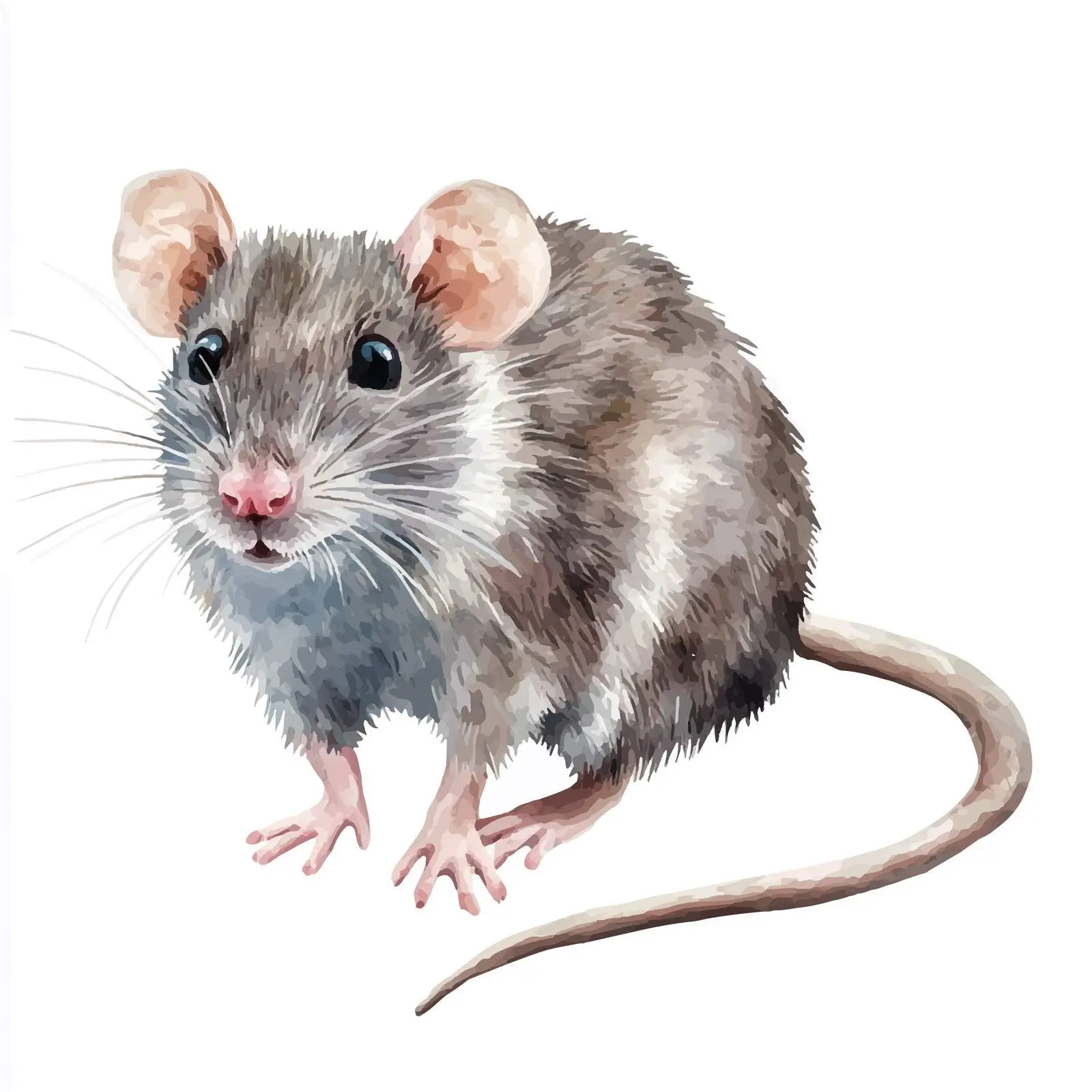 Cartoon Style Watercolor Rat Clip Art – free rat drawing image from Dotvec