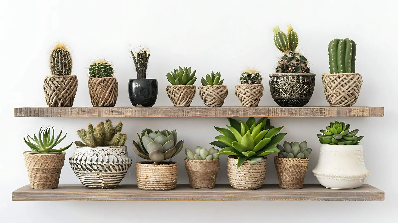 Rattan Shelf with Succulent Cactus Home Plants — free download from Dotvec