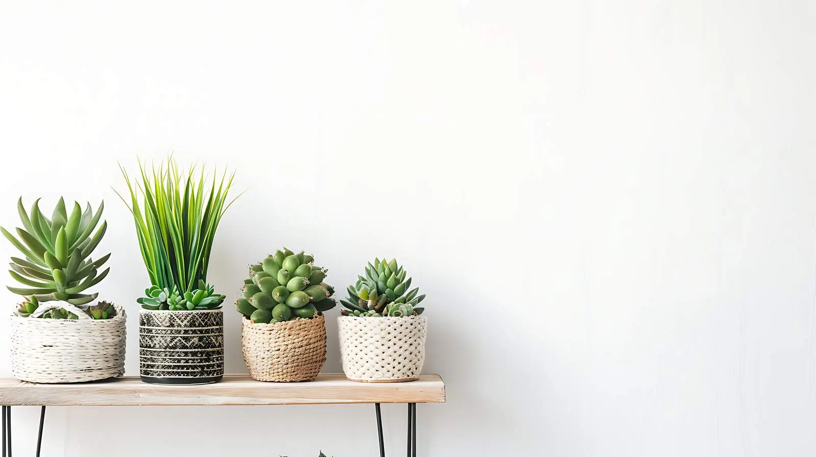 Rattan Shelf with Succulent Cactus Plants — free download from Dotvec