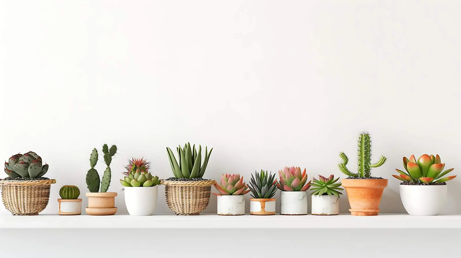 Rattan Shelf with Succulent Cactus Home Plants — free download from Dotvec