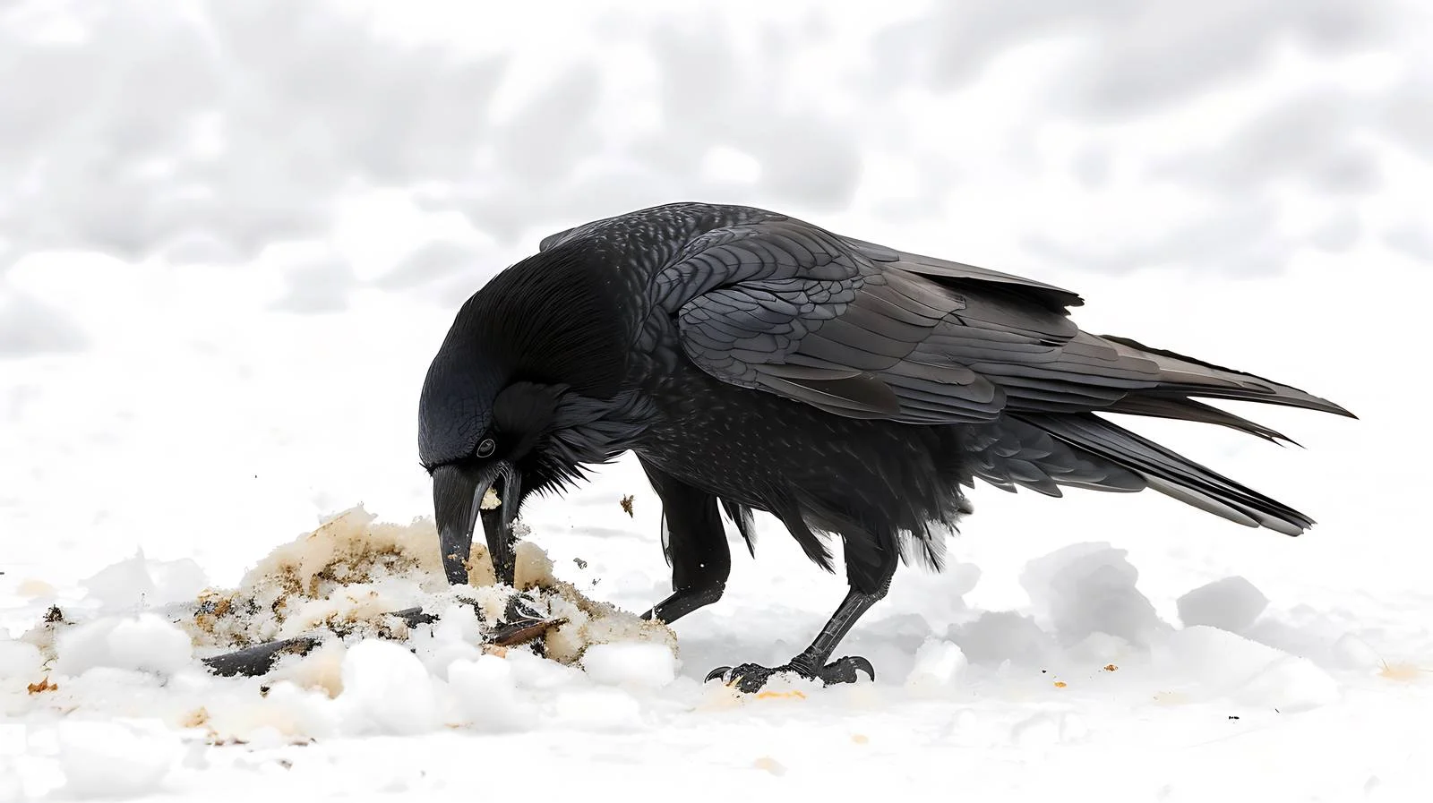 Raven Feeding on Winter Scenery Isolated — free download from Dotvec