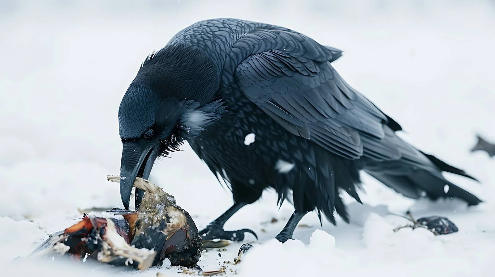 Raven Feeding on Winter Wildlife Isolated — free download from Dotvec