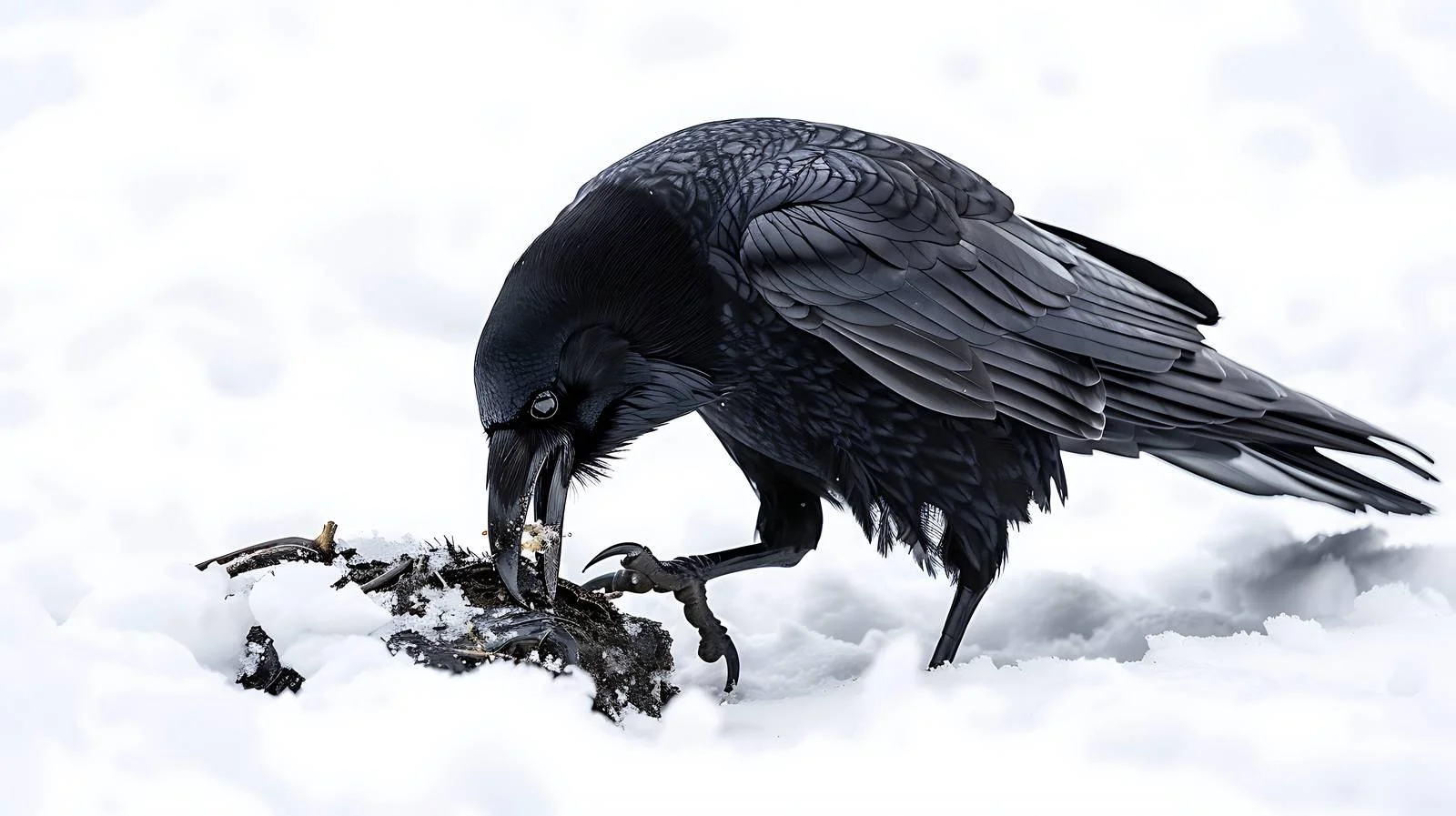 Raven Feeding on Winter Wildlife Isolated — free download from Dotvec