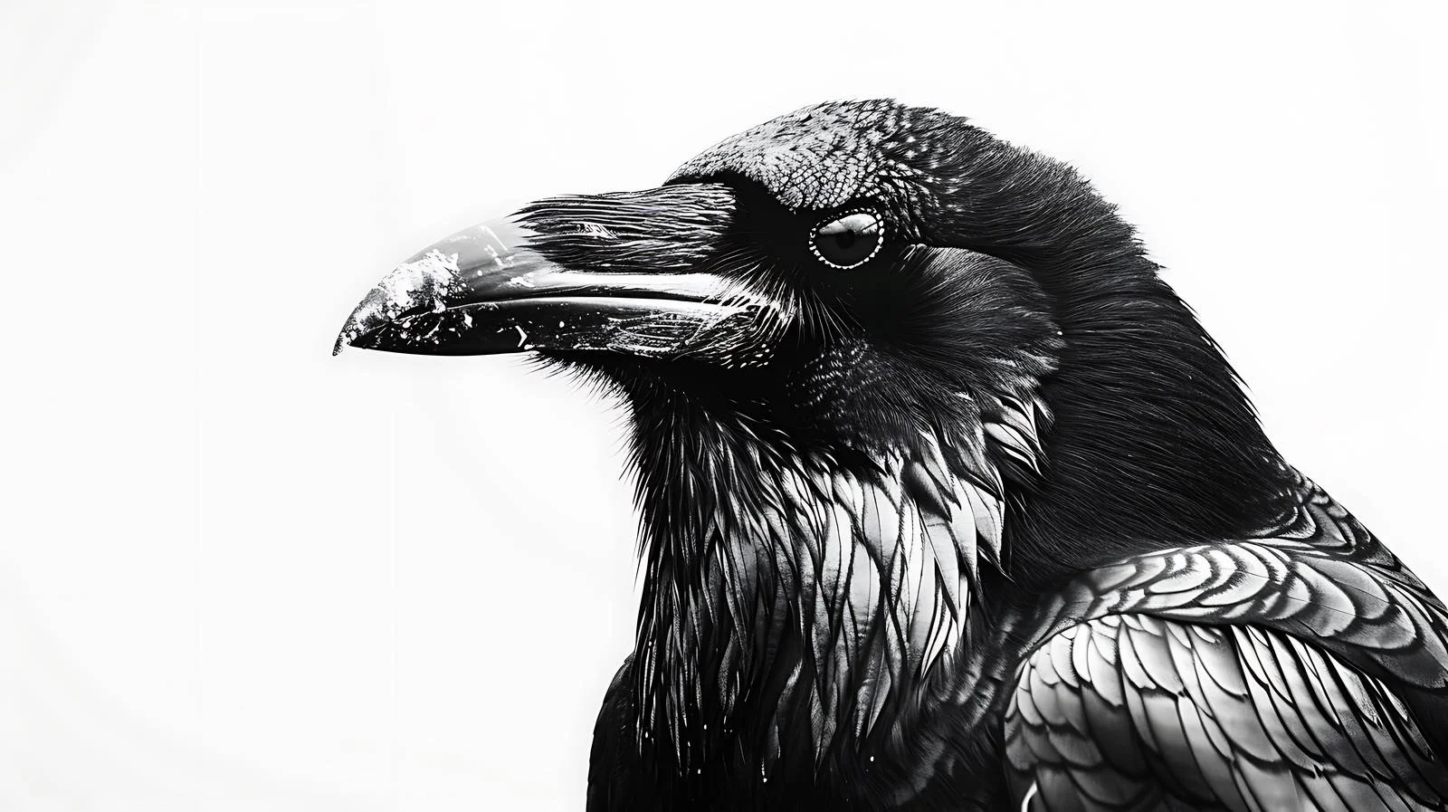 Close-Up Portrait of Isolated Raven on White — free download from Dotvec