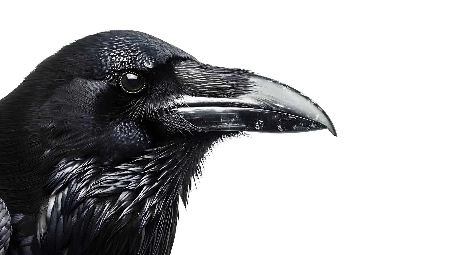 Close-up Raven Corvus corax White Background — free download from Dotvec