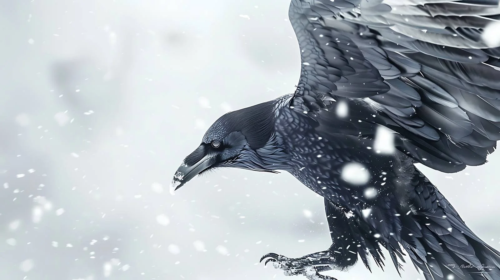 Winter Scene featuring Solitary Raven Bird — free download from Dotvec