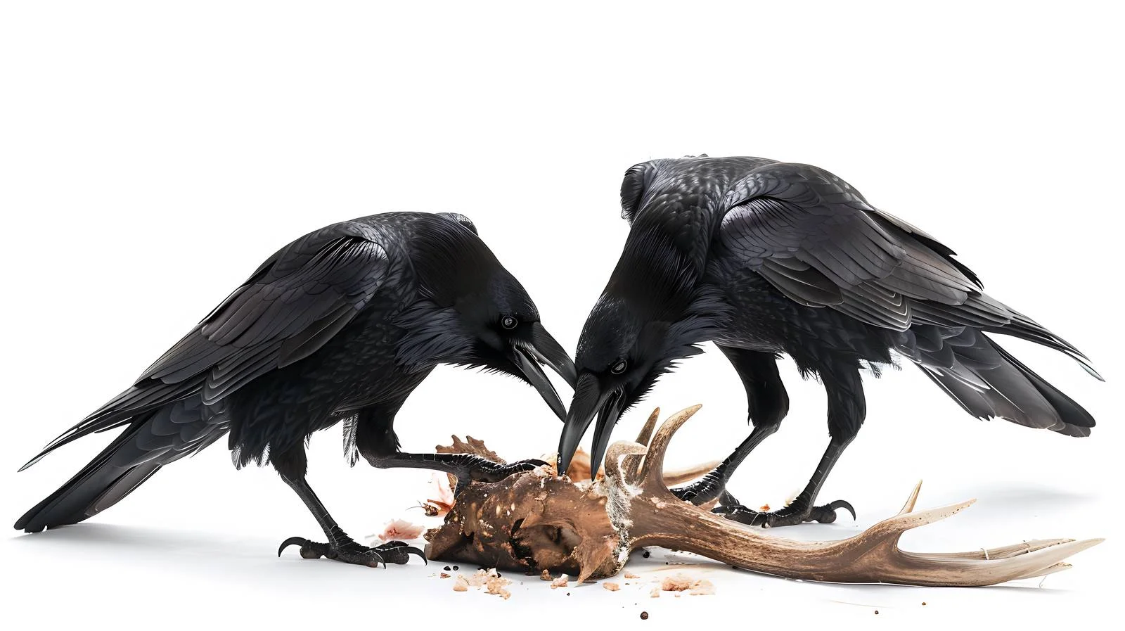Ravens Feeding on Deer Carcass with White Background — free download from Dotvec