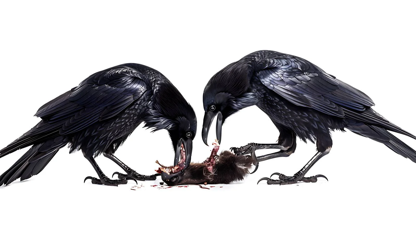 Ravens Feeding on Deer Carcass White Background — free download from Dotvec