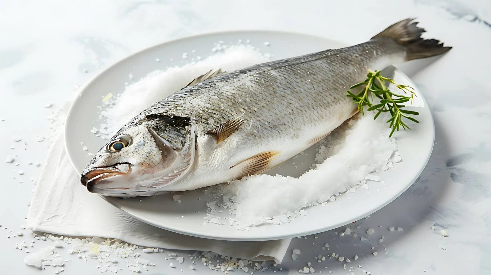 Fresh Seabass Fish on White Plate – free seabass image from Dotvec