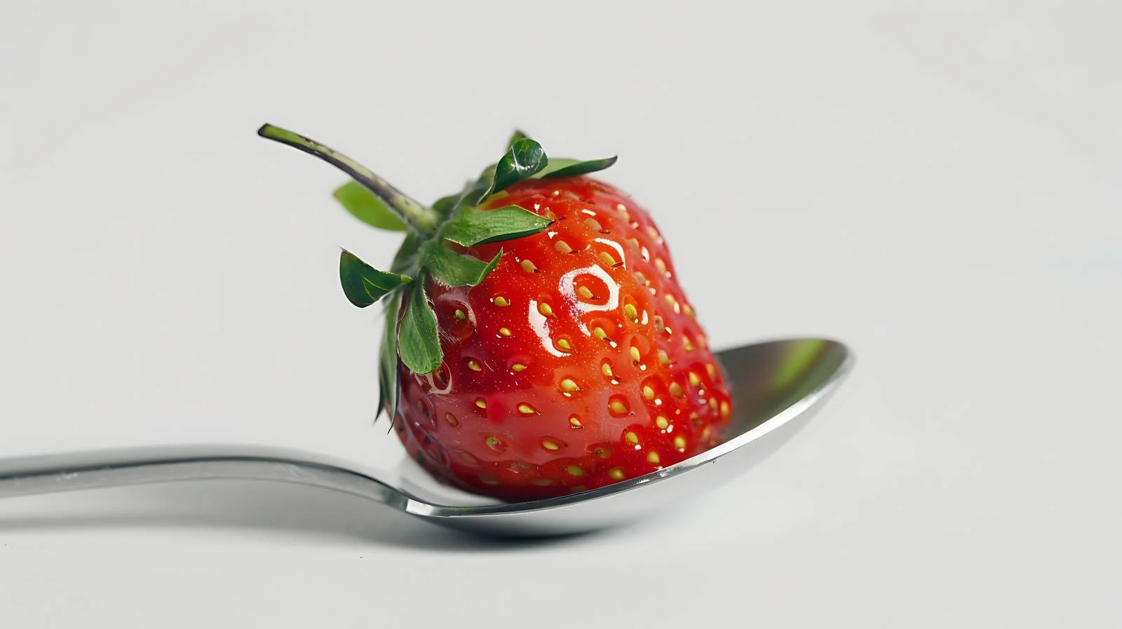 Vibrant Fresh Strawberry in Metal Spoon — free download from Dotvec