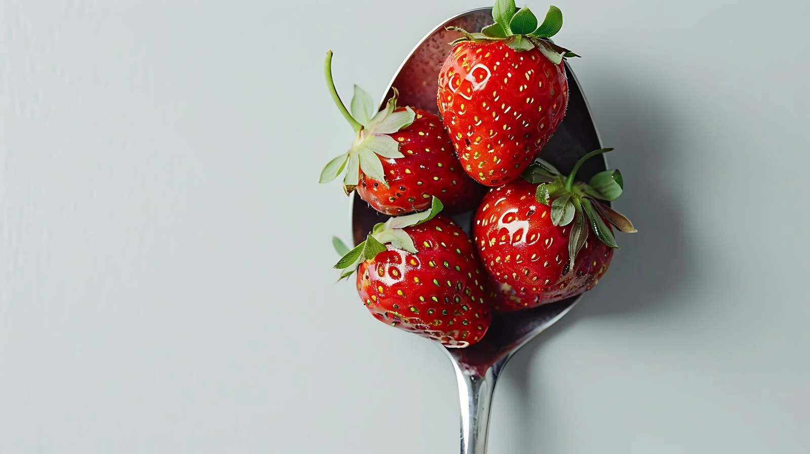 Fresh Strawberry Spoon Bright Background — free download from Dotvec