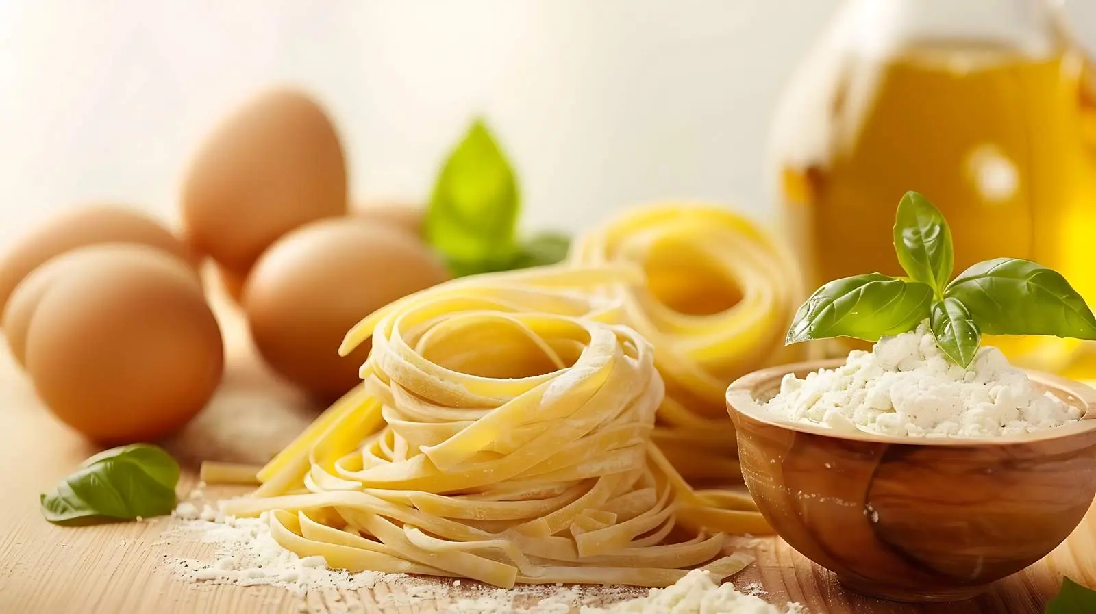 Raw Homemade Pasta Ingredients on Wooden Background – free dinner image from Dotvec