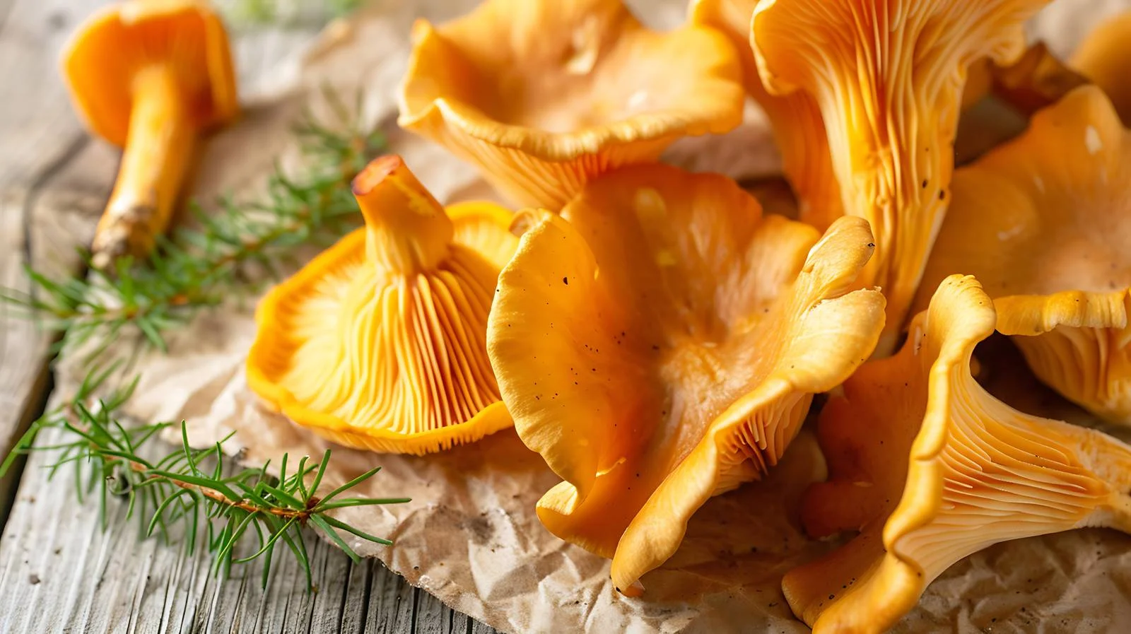 Exquisite wild chanterelles on weathered backdrop — free download from Dotvec
