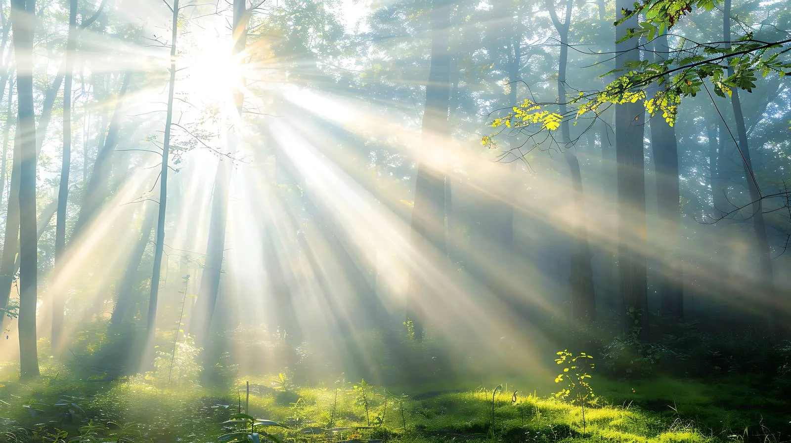 Soothing Forest Illuminated by Radiant Light — free download from Dotvec