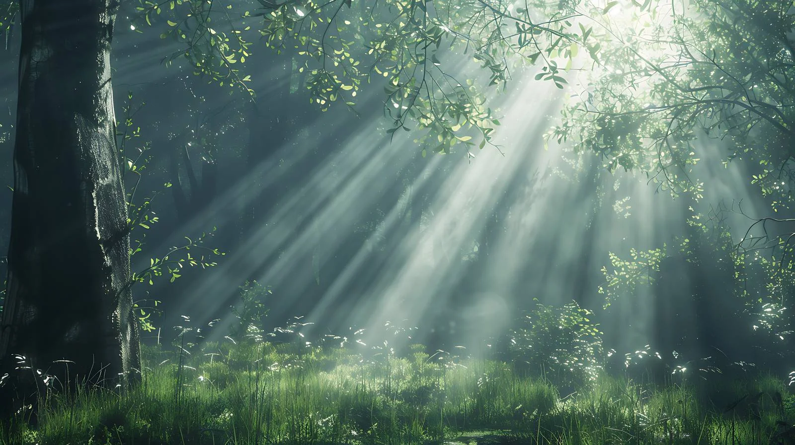 Radiant Forest Illumination on White Background — free download from Dotvec