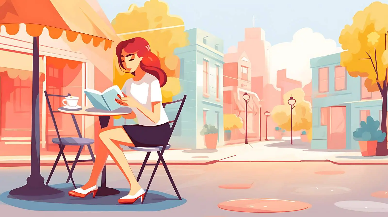 Street Cafe Reading Scene — free download from Dotvec