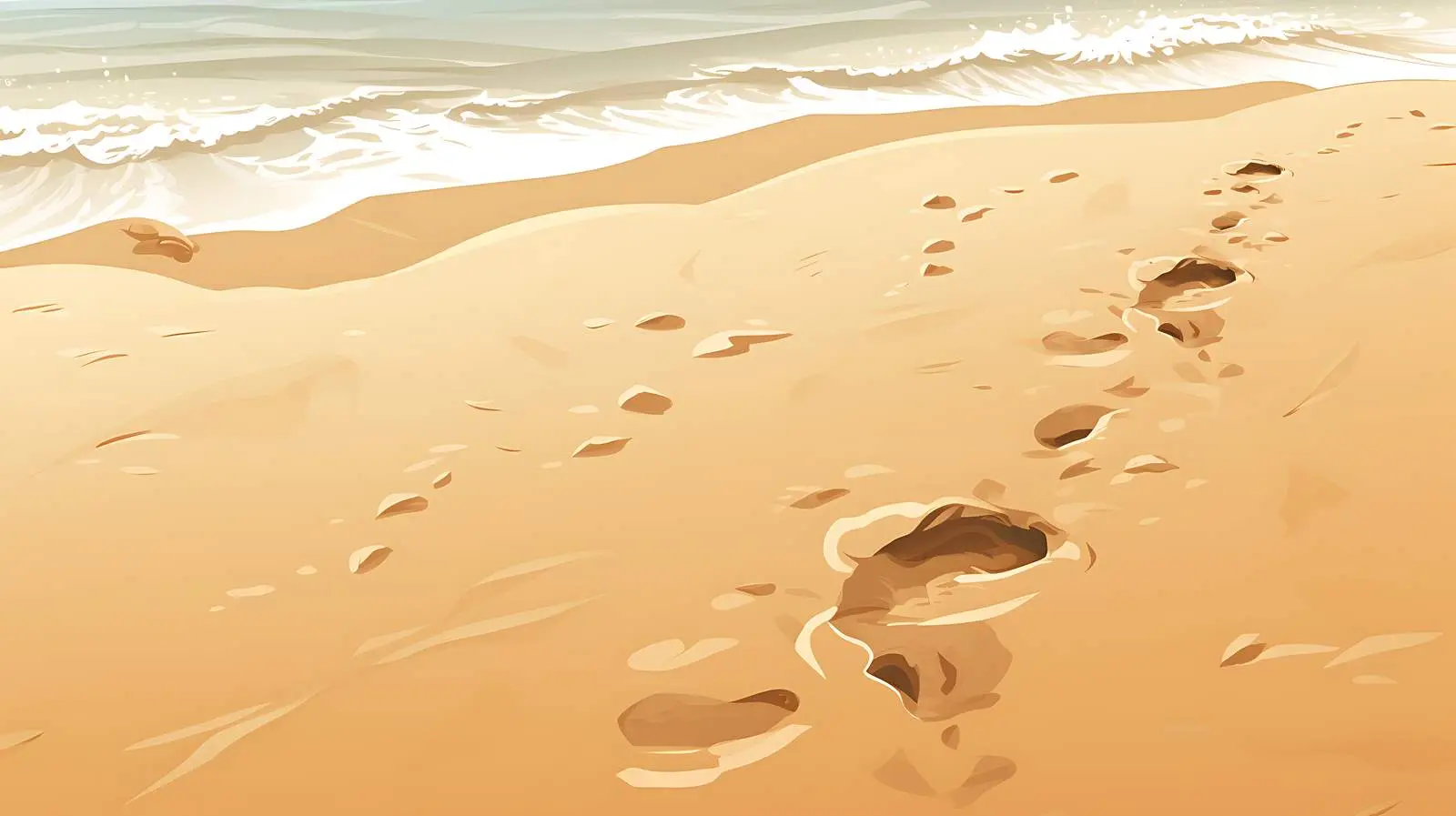 Family Beach Footprints in Sea — free download from Dotvec