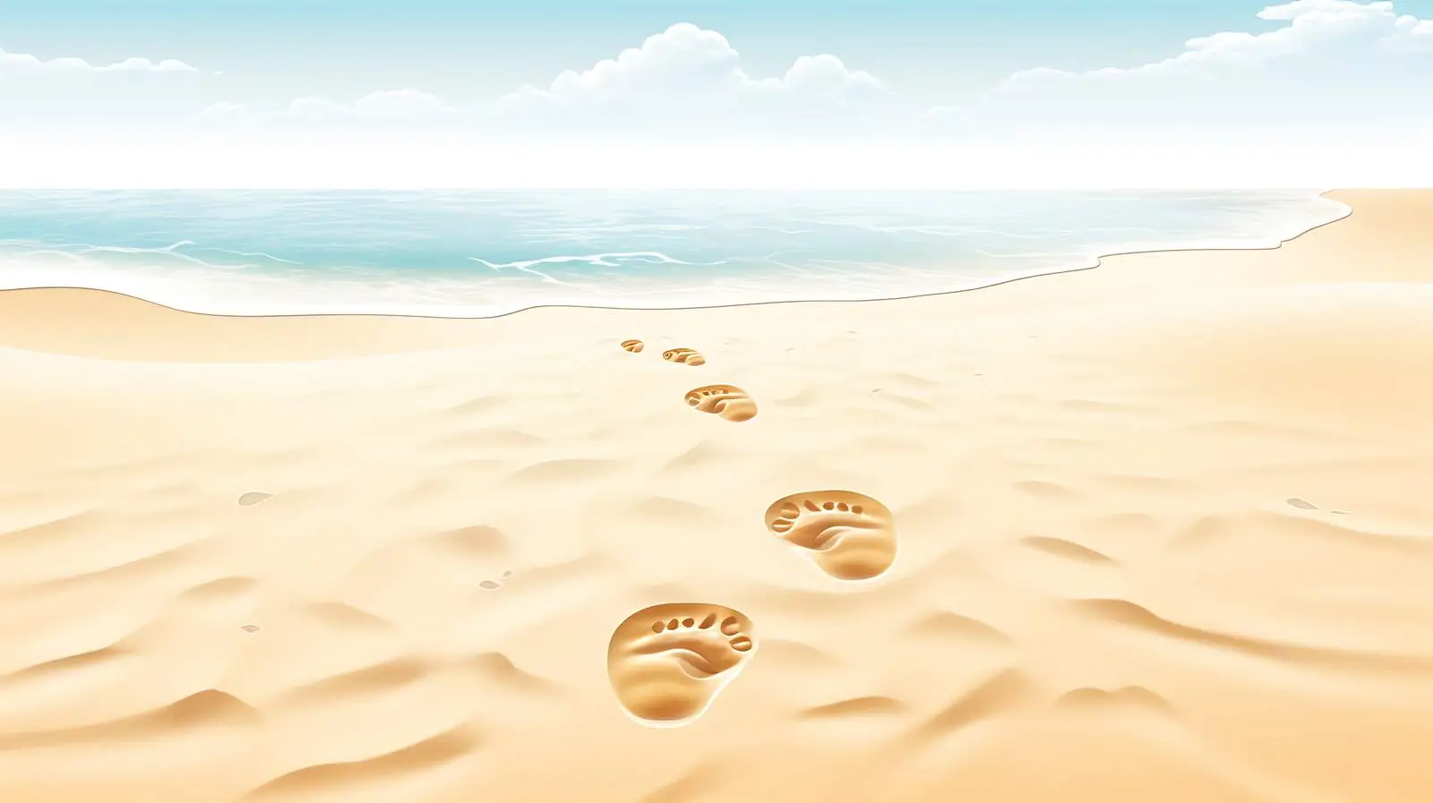 Family Beach Footprints in Sea — free download from Dotvec