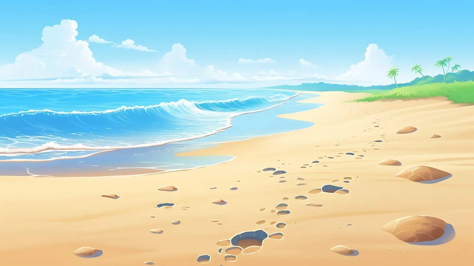 Family Beach Footprints in Sea — free download from Dotvec