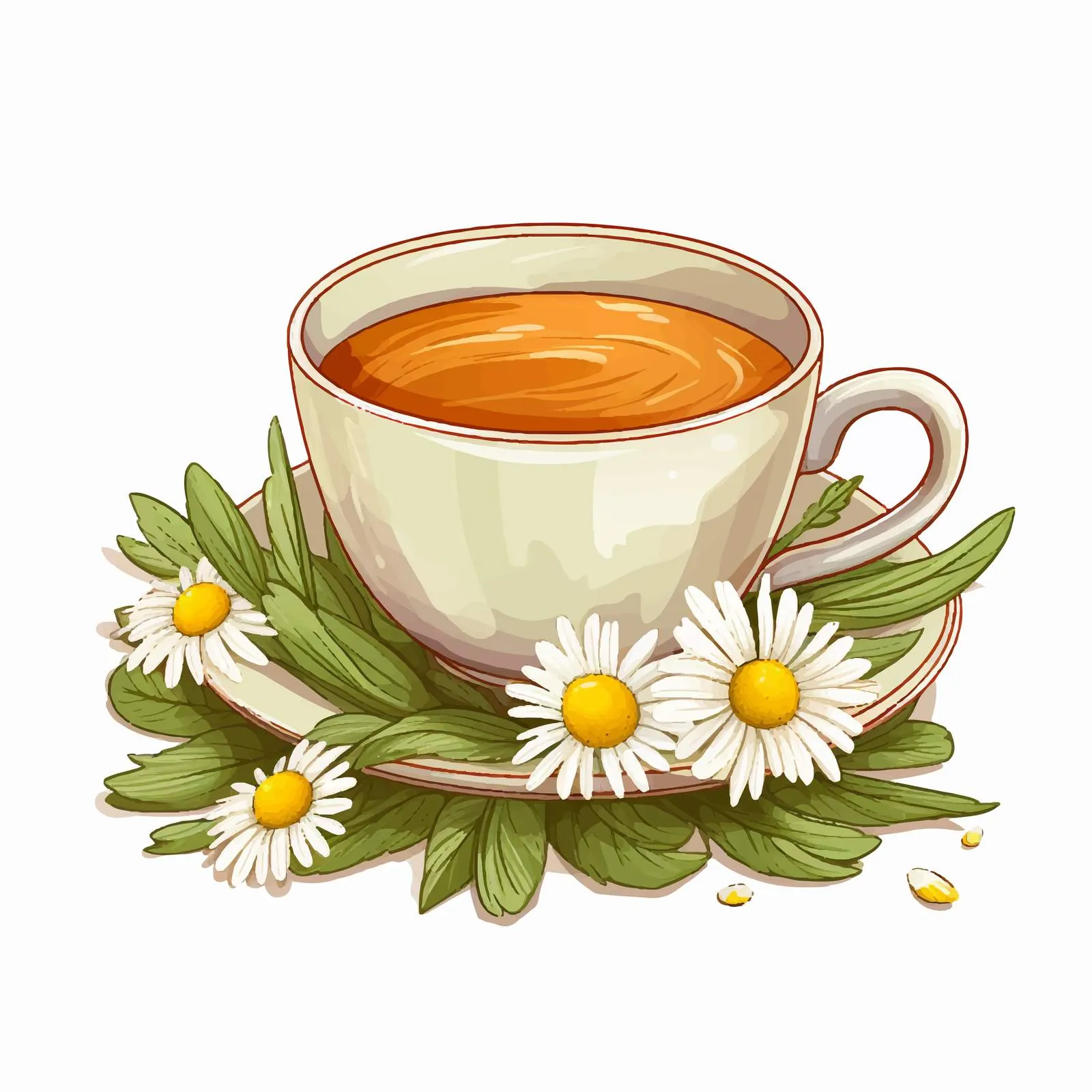 Realistic Chamomile Tea Cup Drawing — free download from Dotvec