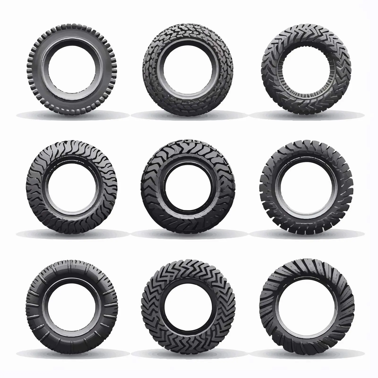Realistic Tire Tread and Wheel Tracks Vectors — free download from Dotvec