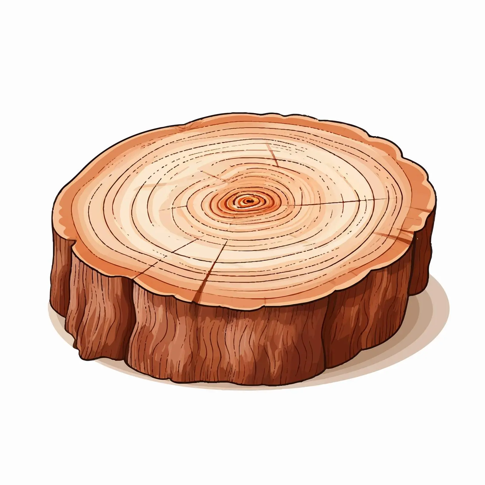 Realistic Wooden Log with Detailed Tree Rings – free wild nature image from Dotvec