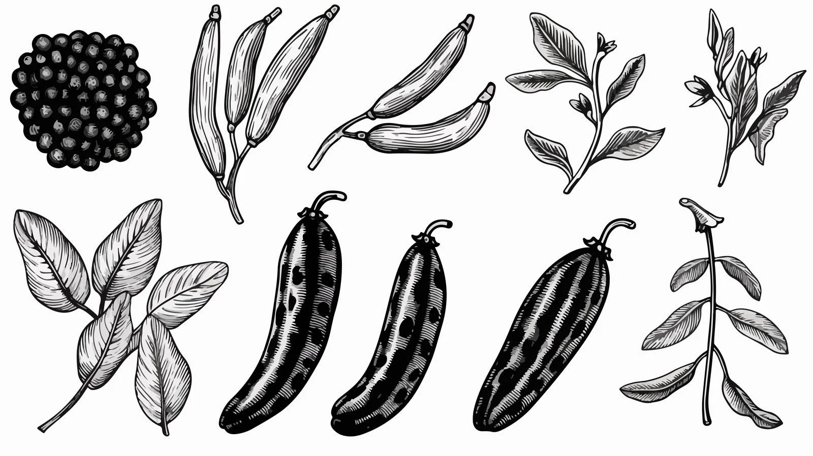 Vibrant and Monochrome Black Beans Illustration — free download from Dotvec