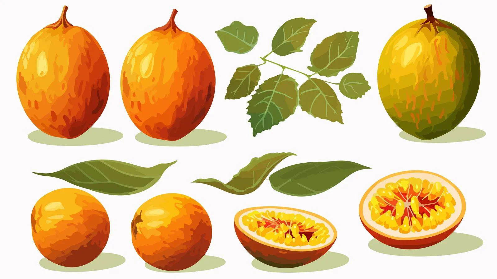 Fresh Tropical Fruit Halves and Slices — free download from Dotvec