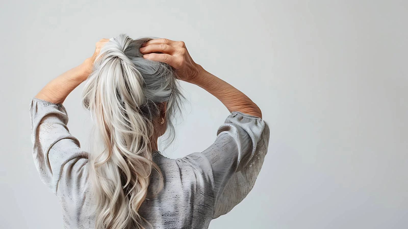 Senior Woman Styling Hair Isolated Image — free download from Dotvec