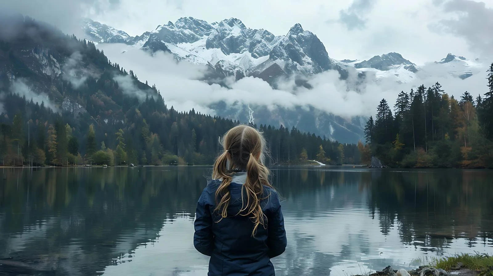 Young girl gazes at mountain view — free download from Dotvec