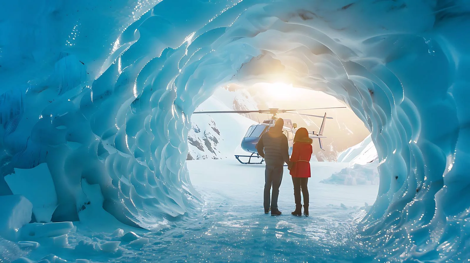 Exploring hidden ice cave on luxury trip — free download from Dotvec