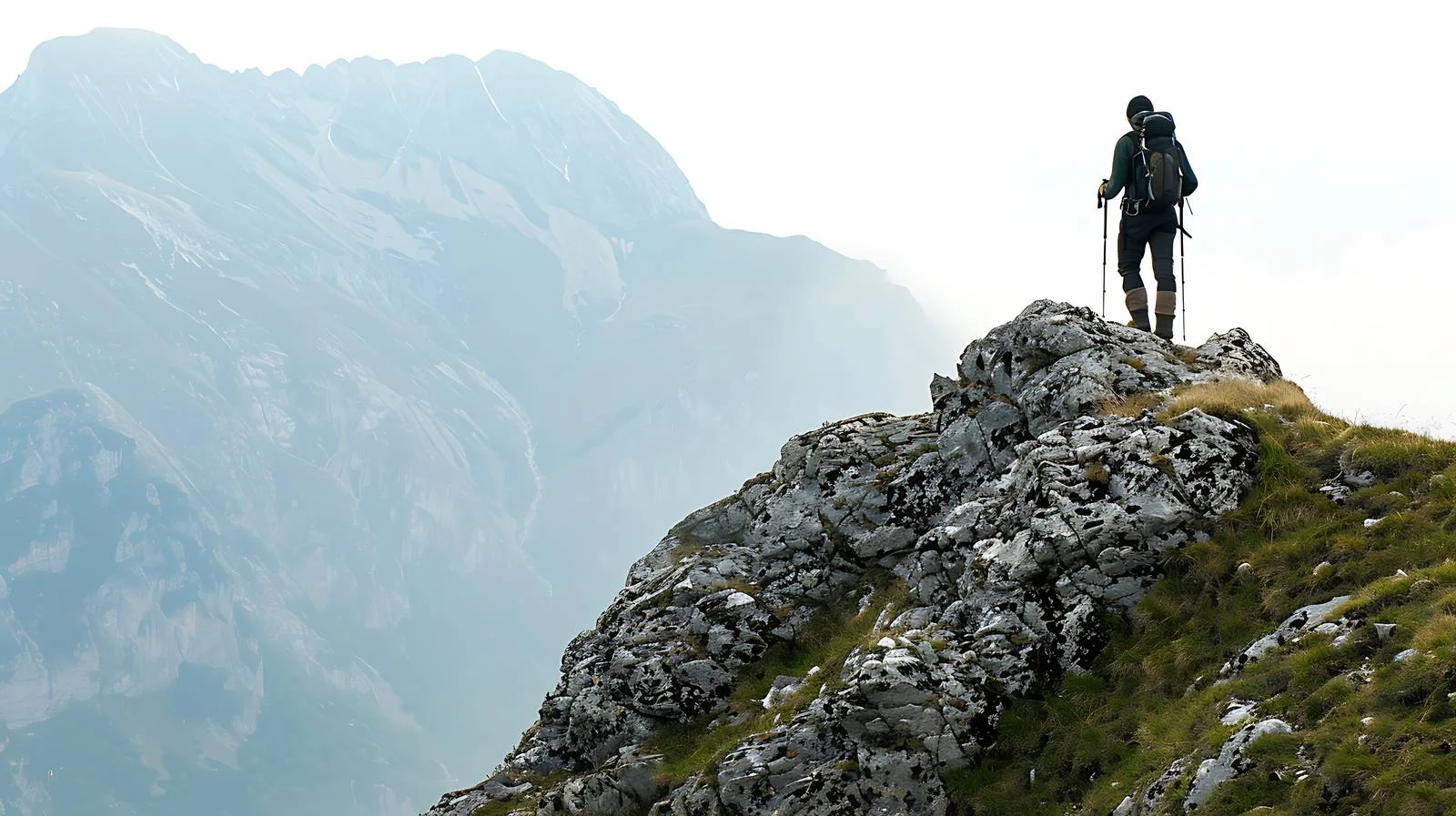 Adventurous hiker at Orobie Alps summit — free download from Dotvec