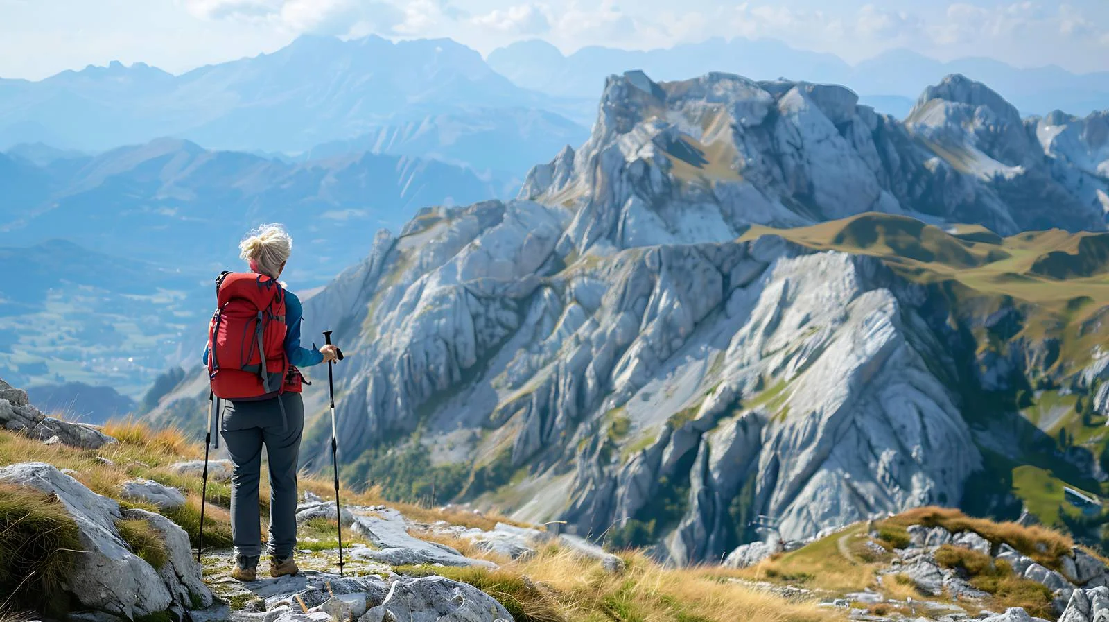 Adventurous hiker gazing at Orobie Alps — free download from Dotvec