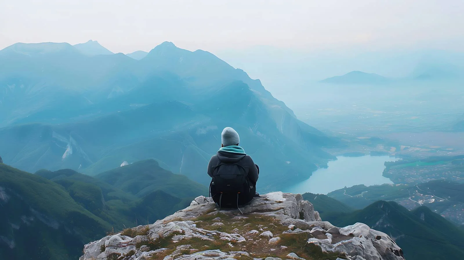 Serene Hiker on Orobie Mountaintop — free download from Dotvec